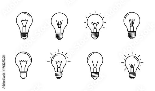 Vector Light Bulb Icon – Minimal Glowing Idea Symbol