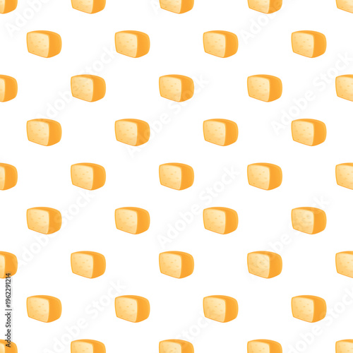 Yellow cheese blocks creating a seamless repeating pattern on a white background