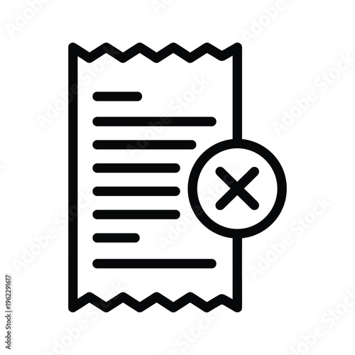 Receipt icon with a red cross indicating cancellation or error