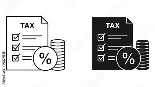 Black and white tax percentage with calculator and percentage symbol