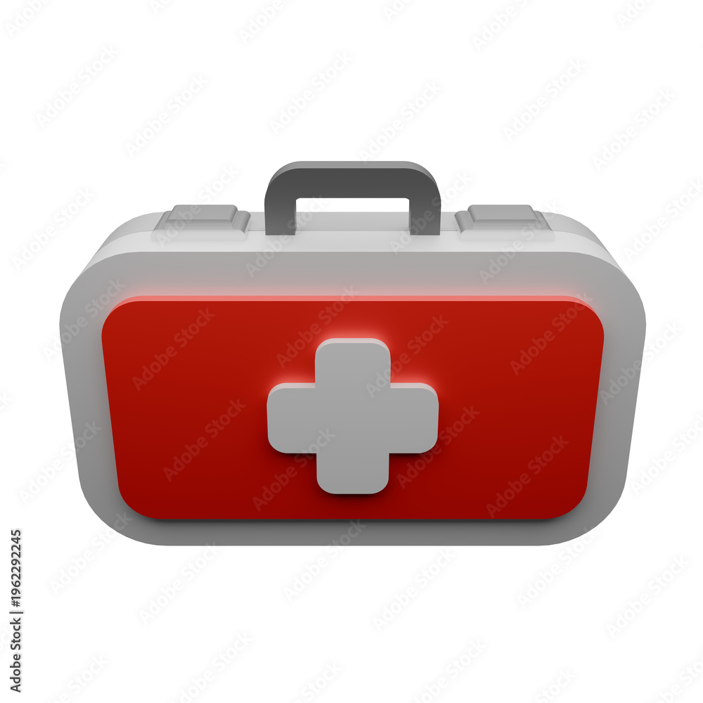 Obraz premium 3d render up view first aid box illustration
