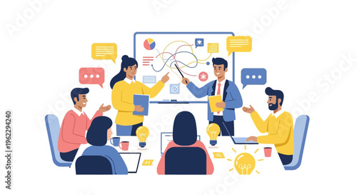 Business people discussing at a meeting.