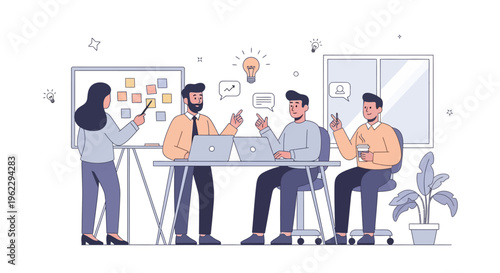 Business people discussing ideas together.