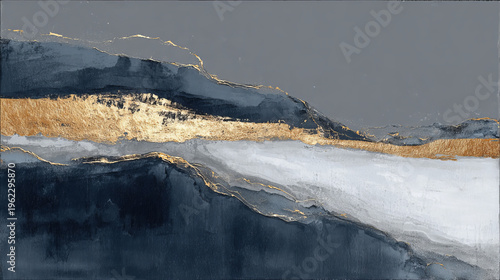 Abstract Gold and Blue Fluid Art Background