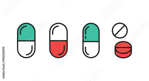 Pill Capsule Line art vector abstract clean shape illustration