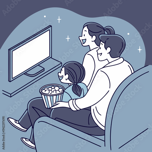 Family Watching Movie Night Together