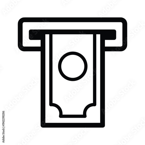 Black and white icon of an atm card with a chip and signature strip