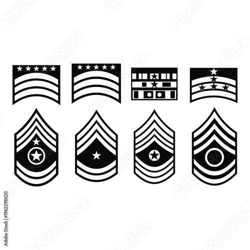 Collection of various military rank insignia and patches on vactor file