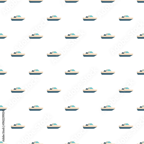 Motor boats repeat in a simple graphic illustration background