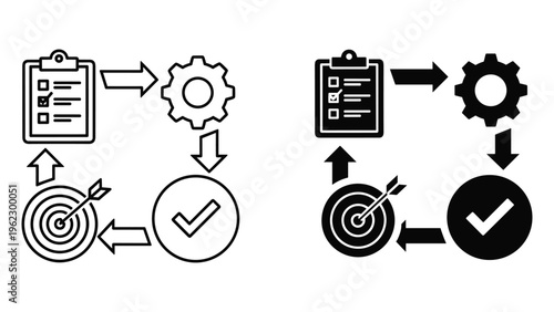 Flat of brainstorming and decision making process lightbulb