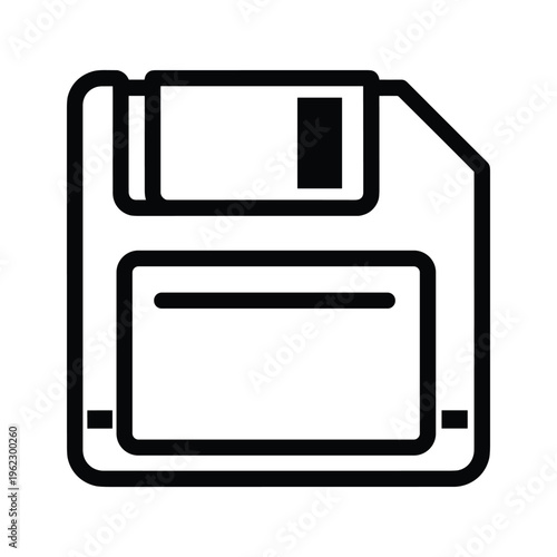 Black and white icon of a double-layered floppy diskette.