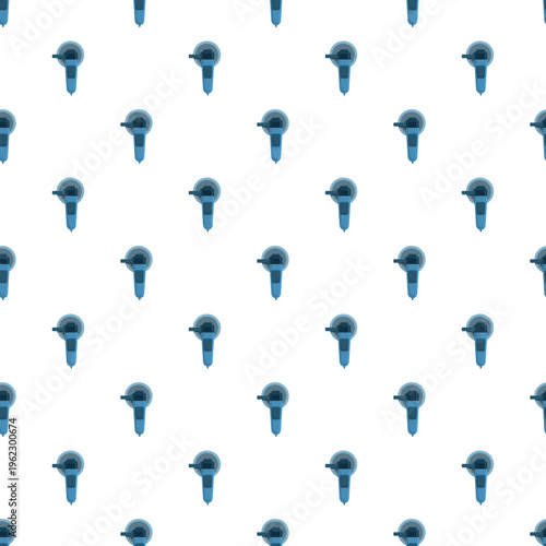 Repeating pattern showing multiple blue angle grinders on white background