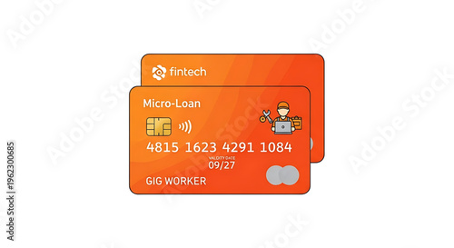 A fintech company issues a micro-loan credit card to a gig worker with a modern design