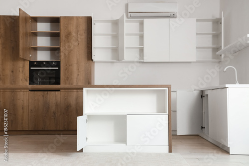 Interior of light kitchen w...