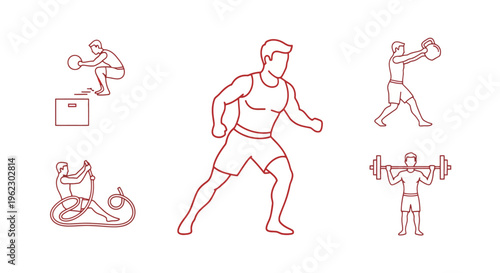 Man doing various exercises and workouts.