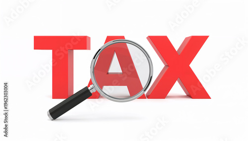 Examining the concept of tax obligations and financial scrutiny with a magnifying glass over the bold letters