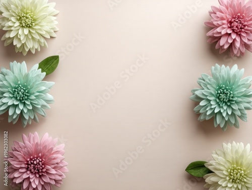 Soft Pastel Flowers on Light Background for Spring or Summer Decor, Perfect for Invitations, Cards, or Creative Projects