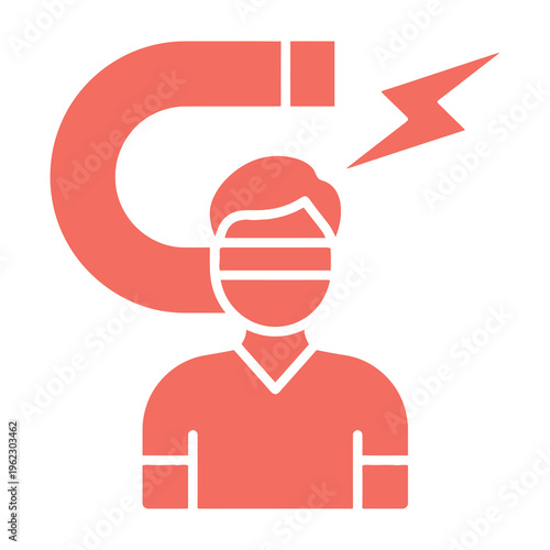Person wearing mask with magnet and lightning bolt symbol
