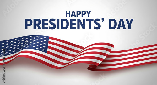 Happy Presidents' Day: American Flag with Festive Typography for Patriotic Celebrations and Greetings