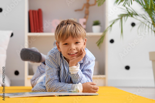 Cute little happy boy in pa...