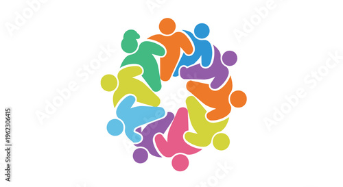 Vibrant Diverse Community Circle: Teamwork, Unity & Global Connection People Logo