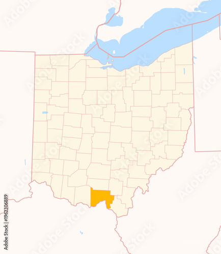 Fotografía Map of the County Scioto (Ohio, US) showing the Federal State with the highlight