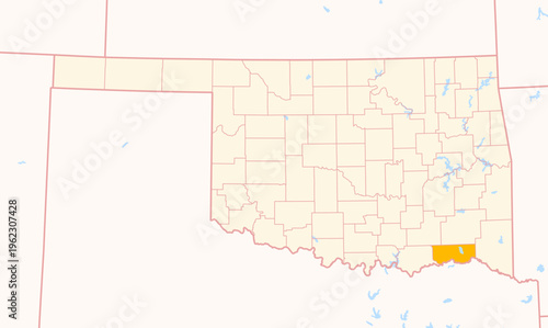 Map of the County Choctaw (Oklahoma, US) showing the Federal State with the highlighted County