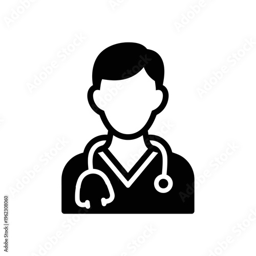 Doctor with Stethoscope Around Neck Illustration.