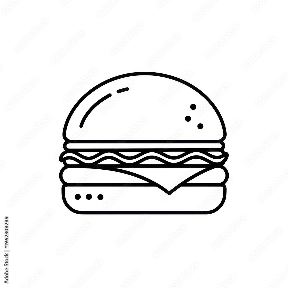 Fototapeta premium Vector illustration of a simple black line hamburger icon on white background