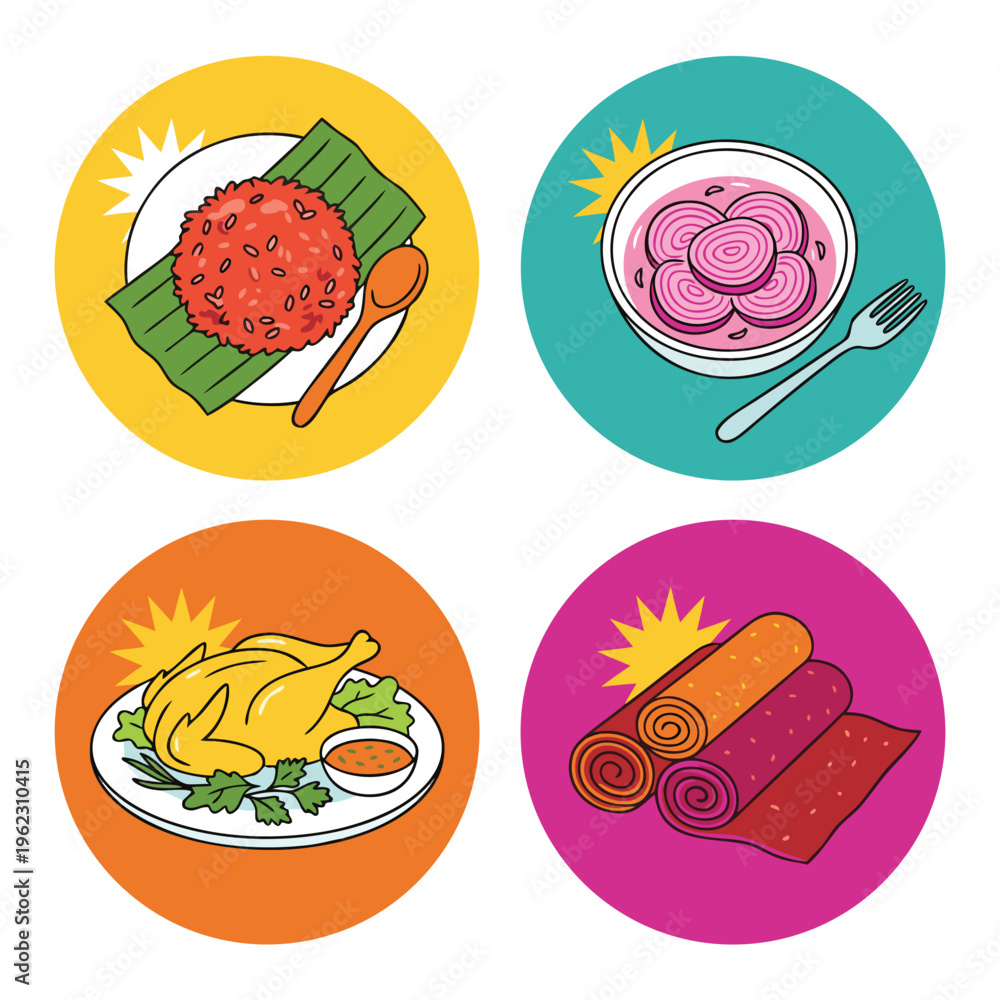 Fototapeta premium Collection of Delicious Food Illustrations.