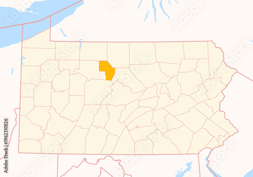 Photos Map of the County Cameron (Pennsylvania, US) showing the Federal State with the