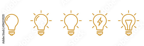 Light bulb icon set showing idea and inspiration concepts. insight and solution concepts for business ideas, startups and strategic decision making
