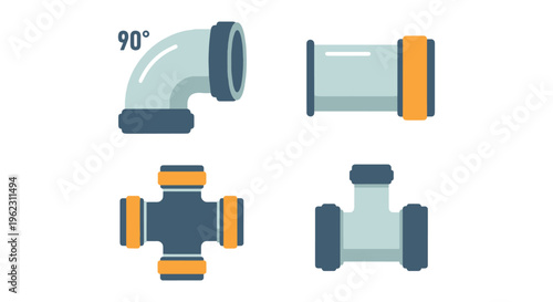 Pipe Fitting Line art vector clean abstract