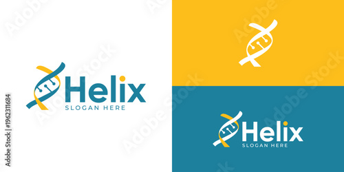 Creative simple helix logo template. DNA genetic symbol, Biotech science logo design vector illustraion.