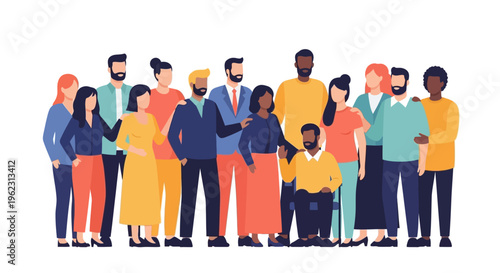 Diverse Group of People Standing Together: Inclusive Community, Collaboration, and Teamwork