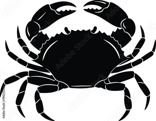 Black crab silhouette on white background