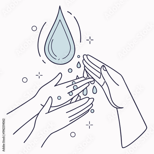 Hands washing with water droplets and soap for cleanliness and hygiene