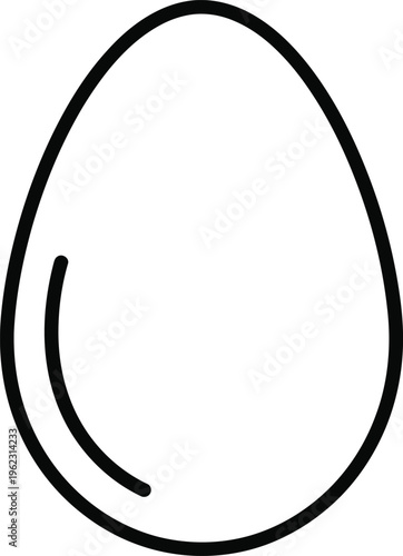 Simple outline of chicken egg isolated on white background minimalist icon.