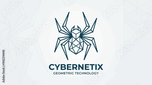 A modern geometric spider logo forms lines for Cybernetix company technology