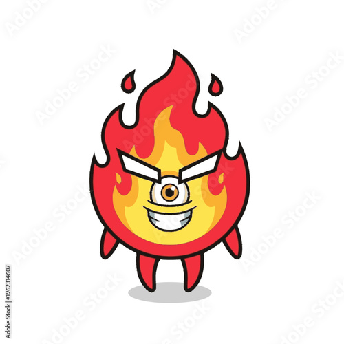 Angry Cartoon Flame Character with Angry Face.
