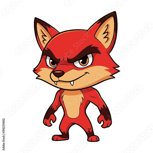 Angry Cartoon Fox Character Illustration.