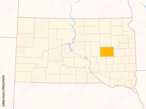 Map of the County Beadle (South Dakota, US) showing the Federal State with the highlighted County