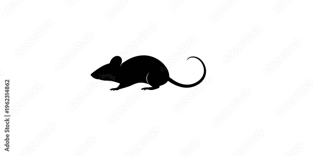 Obraz premium A black silhouette of a mouse on transparent background