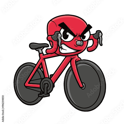 Angry Red Bicycle Character Illustration Design.