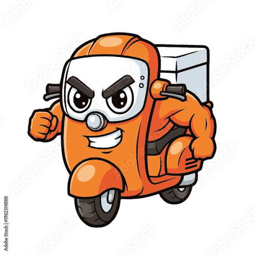 Angry Scooter Delivery Character Illustration.