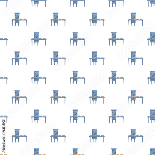 Automated industrial equipment on a conveyor belt forming a seamless pattern repeat