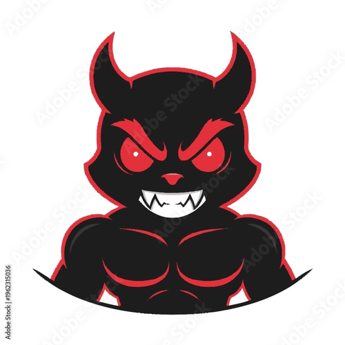 Cartoon Black Devil Character Illustration.