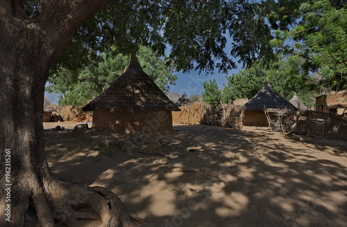 Mongo, Chad, February 26, 2026.  View of the conical huts of African villages built of baked clay bricks and roofs made of reeds and tree branches.