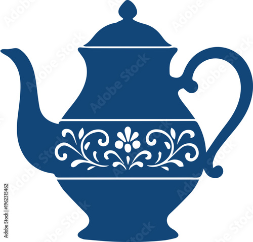 Elegant Floral Teapot Silhouette Icon