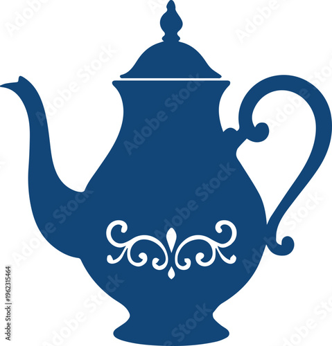 Elegant Floral Teapot Silhouette Icon